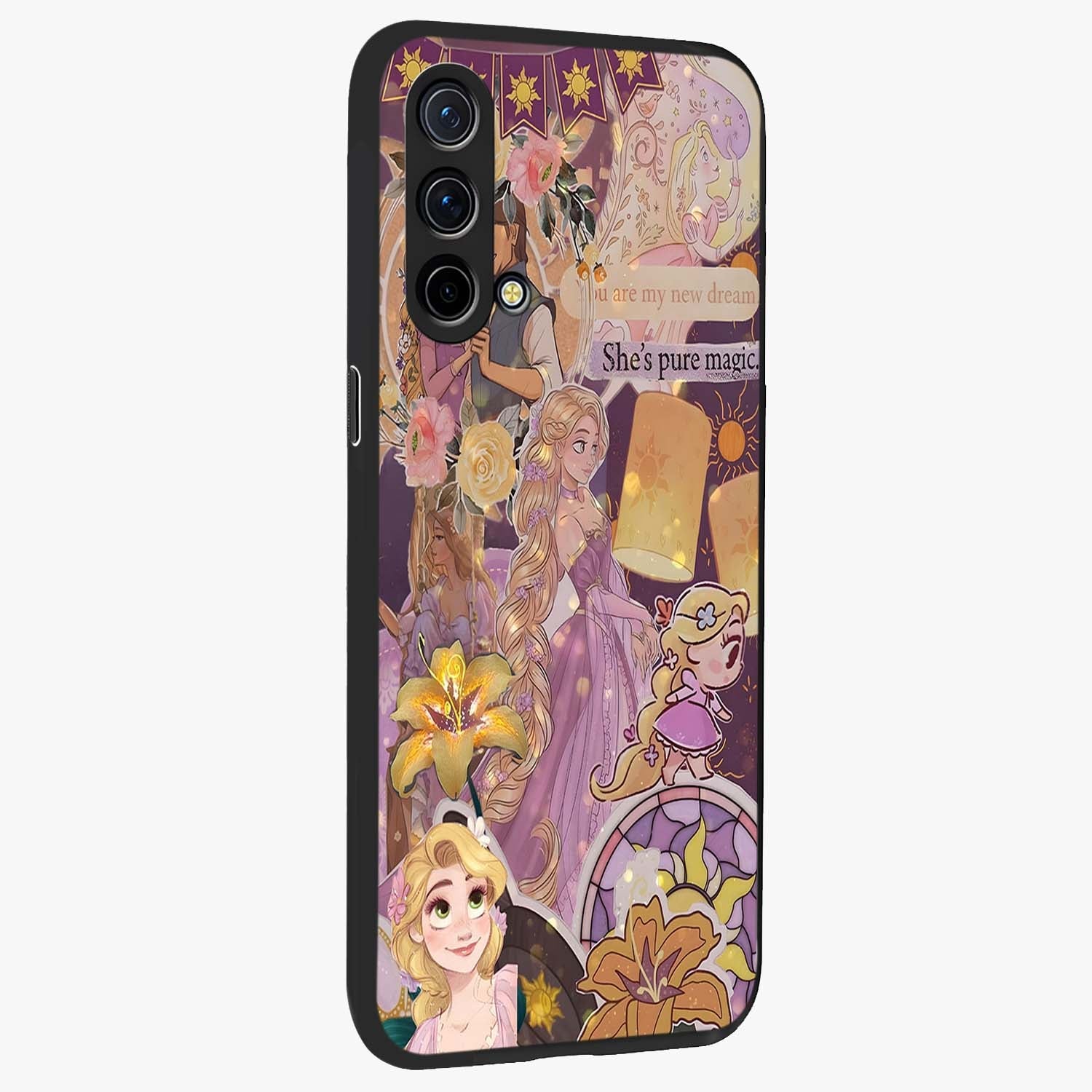 Magical Tangled Dream Glass Case upright view showcasing enchanting artistic artwork with dreamy fantasy theme.
