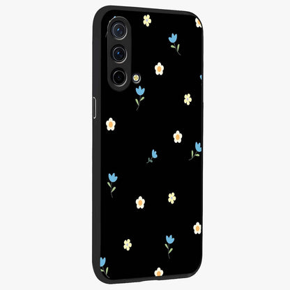 Minimal Petal Whispers Glass Case upright view showcasing elegant floral artwork with modern minimalist style.