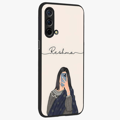 Mirror Mood Muse With Custom Name Glass Case upright view showcasing artistic mirror themed artwork with personalized aesthetic.
