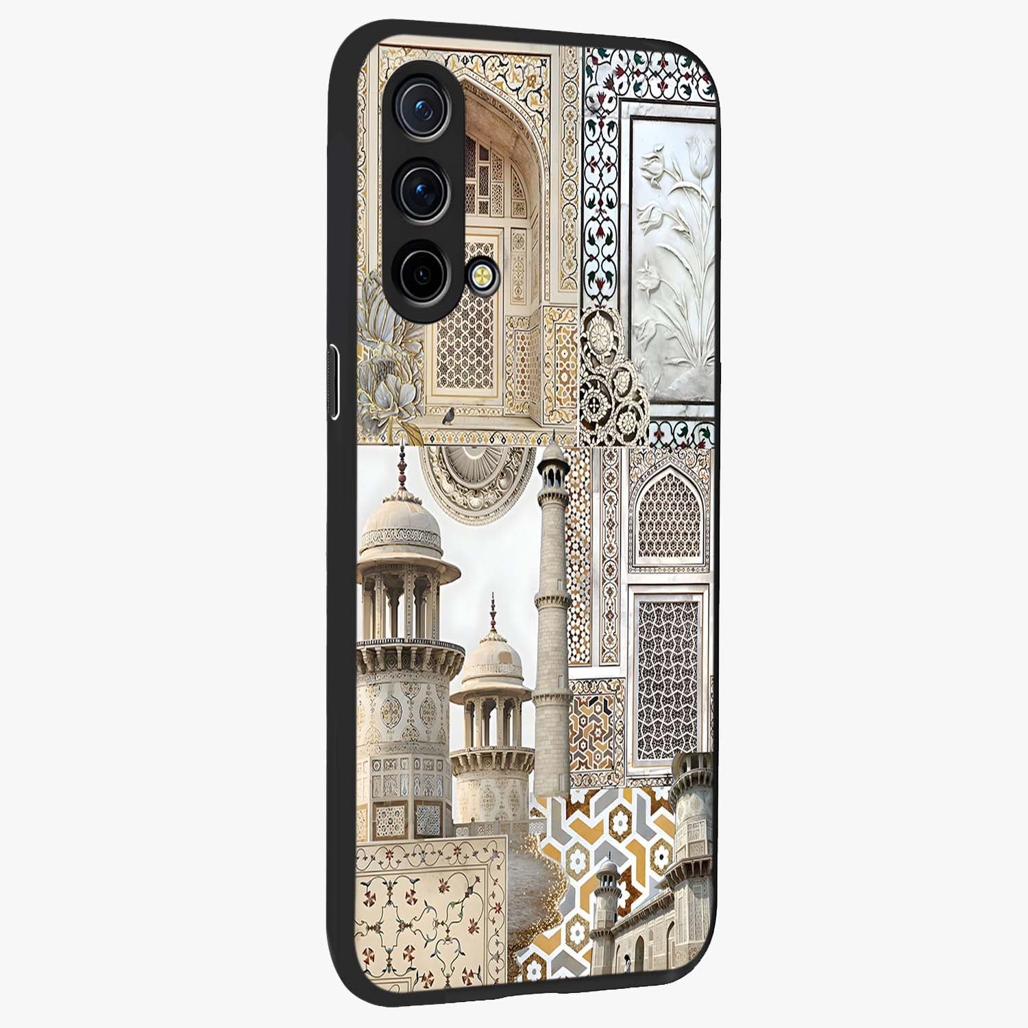 Mughal Marble Legacy Glass Case upright view showcasing ornate Mughal design with luxurious traditional theme.
