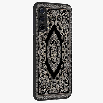Noir Bloom Elegance Glass Case upright view showcasing graceful floral artwork with luxurious dark theme.