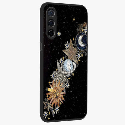 Pearls Universe Object Glass Case upright view showcasing decorative pearl themed artwork with cosmic elegance.
