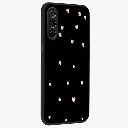 Pink Love Drops Glass Case upright view showcasing charming heart drop artwork with romantic playful theme.