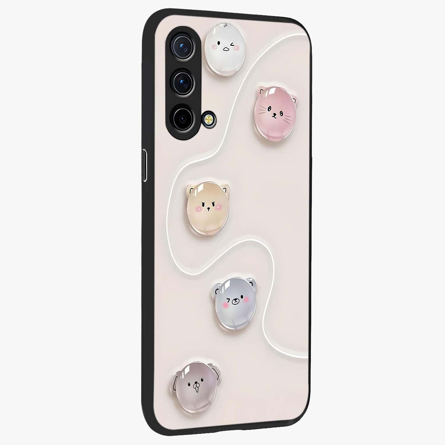 Puffy Face Parade Glass Case upright view showcasing adorable character artwork with cheerful animated theme.