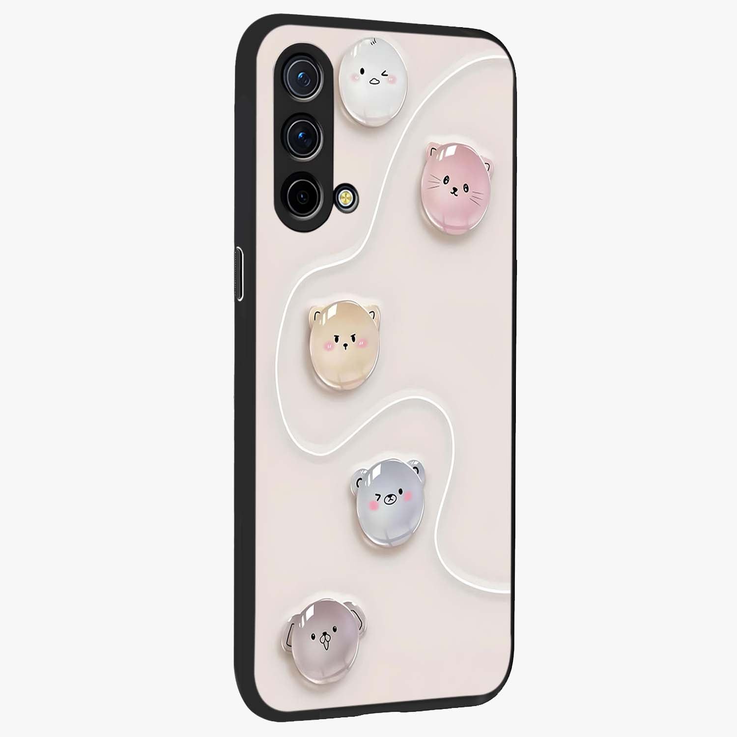 Puffy Face Parade Glass Case upright view showcasing adorable character artwork with cheerful animated theme.