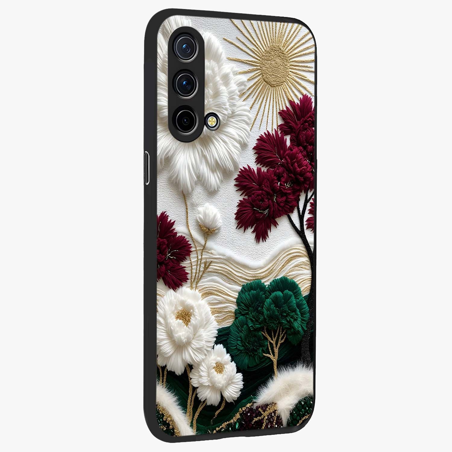 Radiant Bloom Elegance Glass Case upright view showcasing decorative flower artwork with refined botanical theme.
