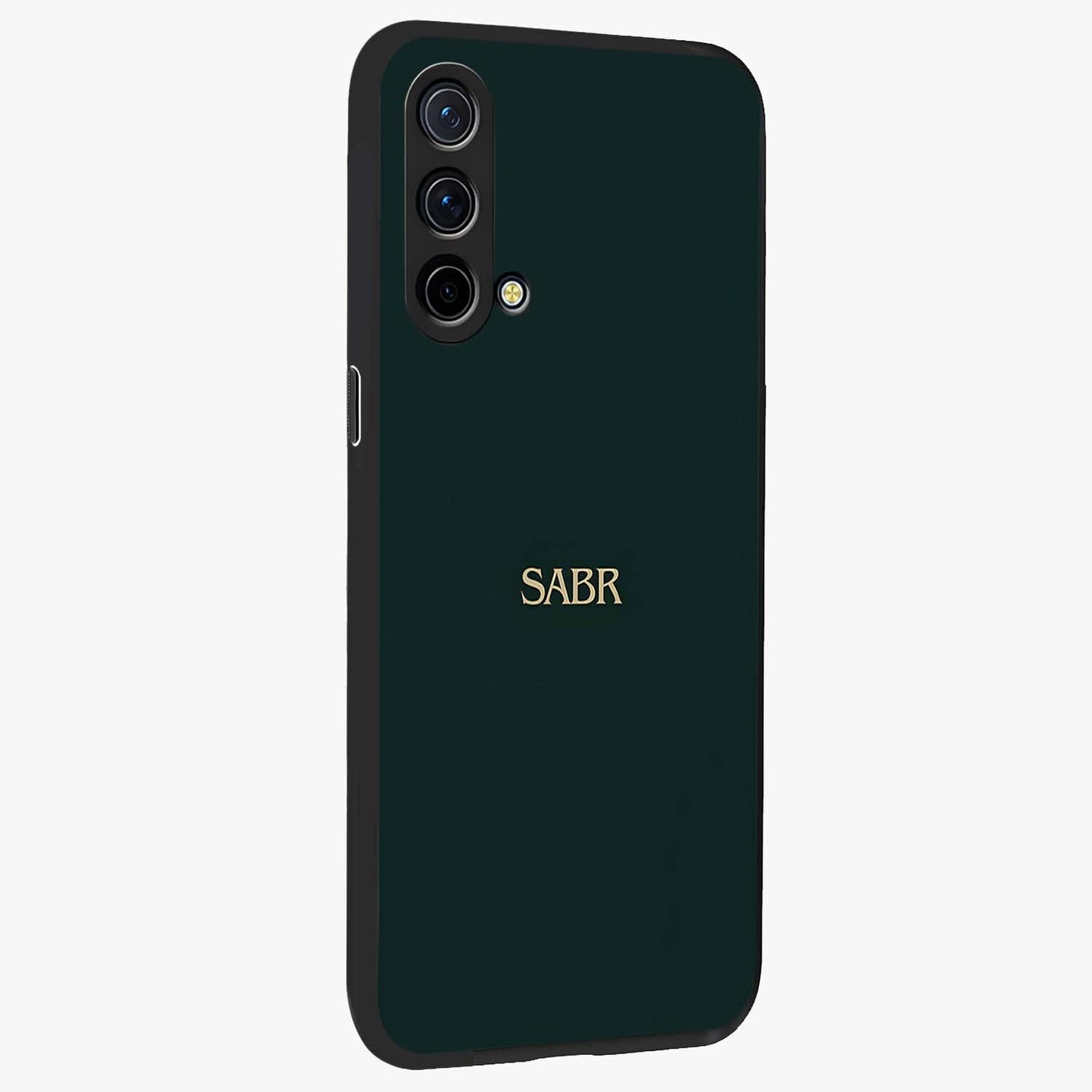 Sabr Minimal Patience Glass Case upright view showcasing calm minimalist artwork with motivational patience theme.