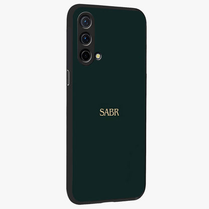 Sabr Minimal Patience Glass Case upright view showcasing calm minimalist artwork with motivational patience theme.