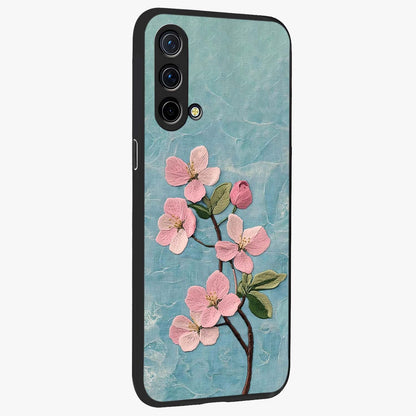 Threaded Blossom Breeze Glass Case upright view showcasing graceful flower artwork with calm botanical theme.
