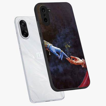 Divine Touch Eternal Glass Case for 1+Nord CE 5 angled mockup showcasing glossy finish and elegant design tones