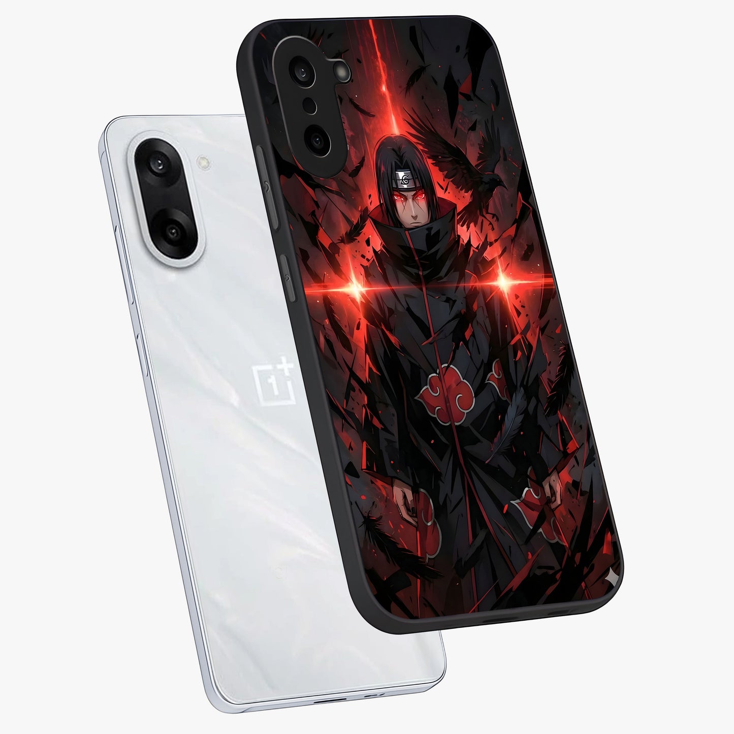 Focused Blade Discipline Glass Case for 1+Nord CE 5 angled mockup showcasing glossy finish and intense warrior detailing
