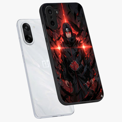 Focused Blade Discipline Glass Case for 1+Nord CE 5 angled mockup showcasing glossy finish and intense warrior detailing