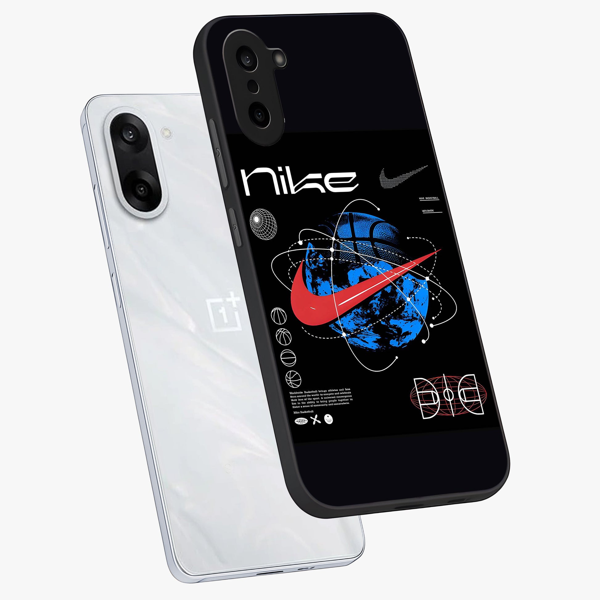 Gravity Sports Fusion Glass Case for 1+Nord CE 5 angled mockup showcasing glossy finish and high energy detailing