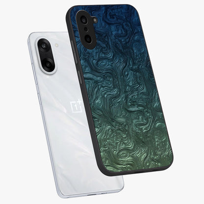 Marble Dream Blur Glass Case for 1+Nord CE 5 angled mockup showcasing glossy finish and smooth gradient tones
