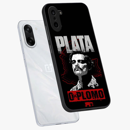 Notorious Crime Empire Glass Case for 1+Nord CE 5 angled mockup showcasing glossy finish and dark urban tones
