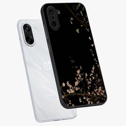 Petal Moon Light With Custom Name Glass Case for 1+Nord CE 5 angled mockup showcasing glossy finish and soft luminous tones