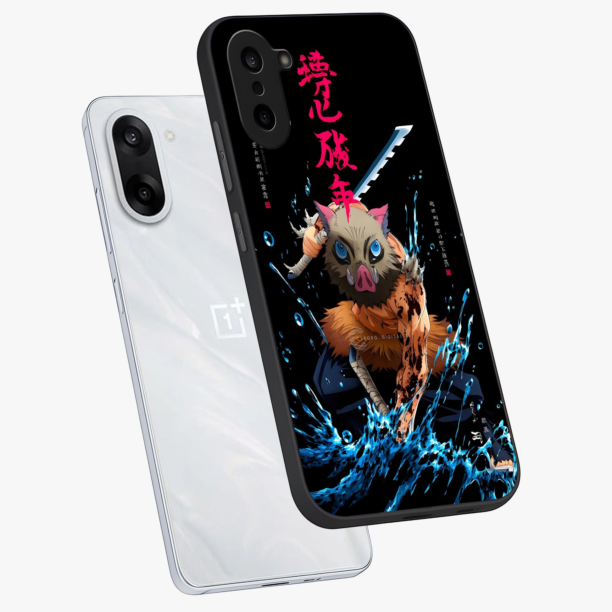 Savage Blade Warrior Glass Case for 1+Nord Ce 5 angled mockup showcasing glossy finish and sharp combat detailing