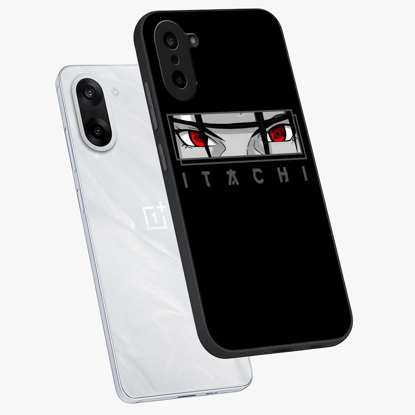 Scarlet Gaze Dominance Glass Case for 1+Nord CE 5 angled mockup showcasing glossy finish and bold scarlet tones