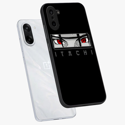 Scarlet Gaze Dominance Glass Case for 1+Nord CE 5 angled mockup showcasing glossy finish and bold scarlet tones