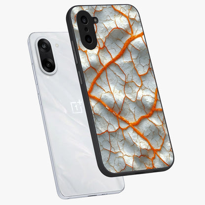 Snarl Zone Buzz Glass Case for 1+Nord Ce 5 angled mockup showcasing glossy finish and high contrast detailing