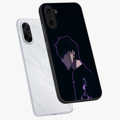 Void Lightning Phantom Glass Case for 1+Nord CE 5 angled mockup showcasing glossy finish and high contrast detailing