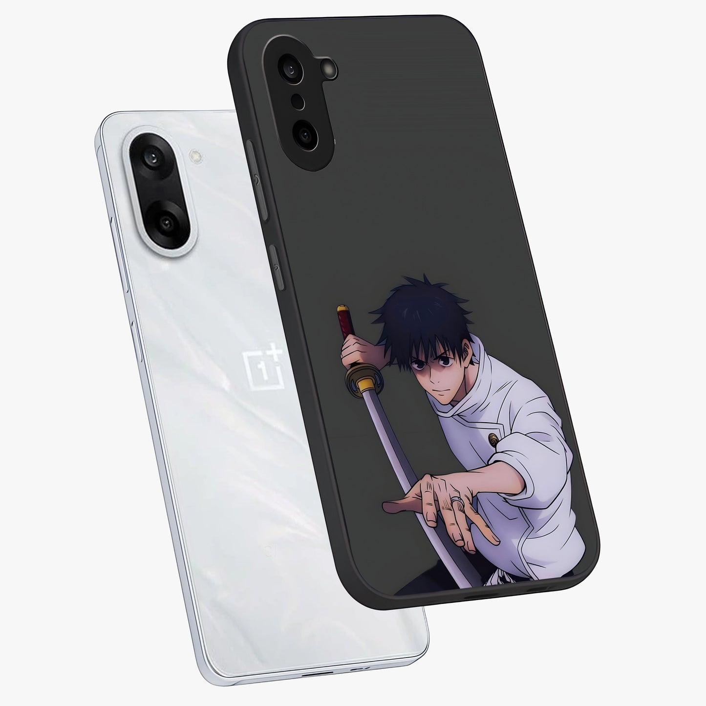 Void Silence Aesthetic Glass Case for 1+Nord CE 5 angled mockup showcasing glossy finish and modern aesthetic detailing