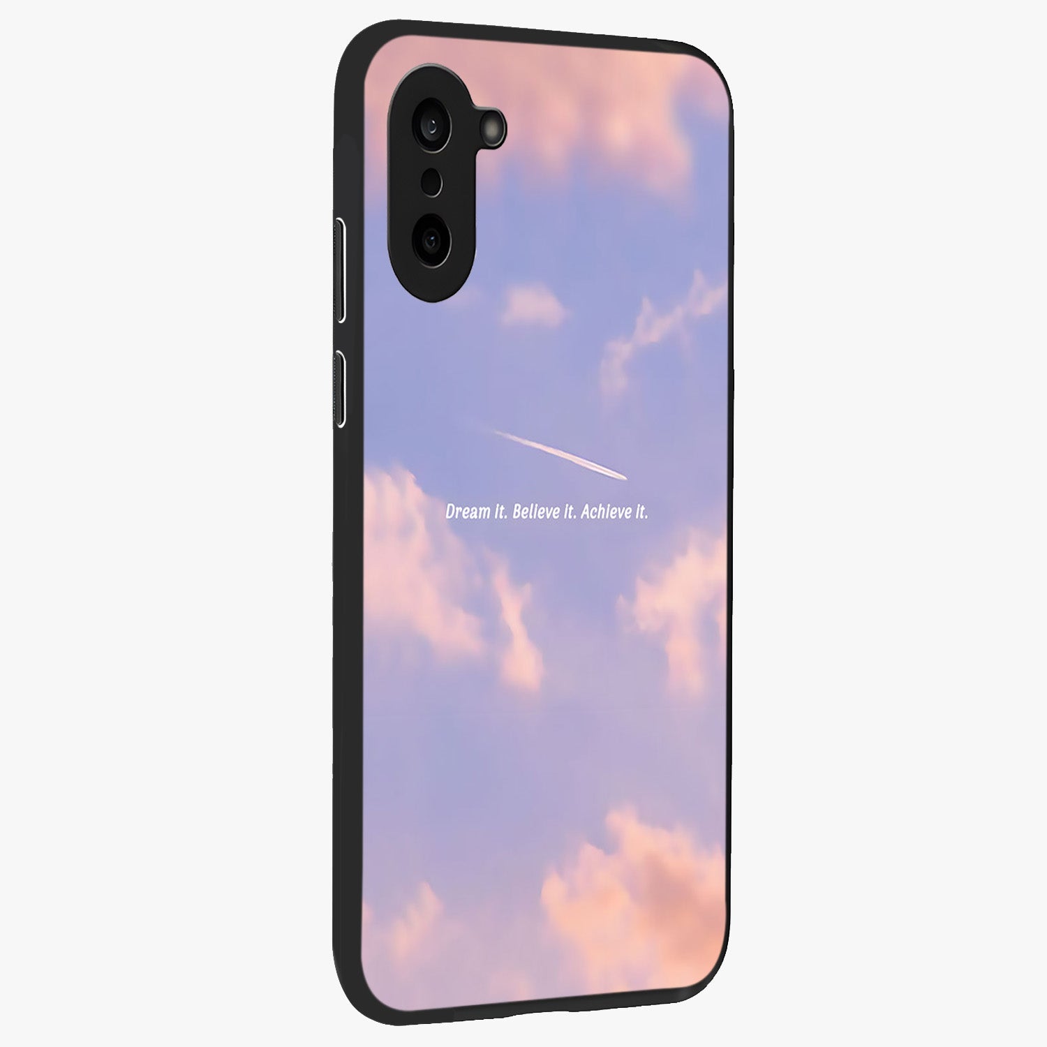 Aesthetic Clouds Dream Glass Case for 1+Nord CE 5 side perspective highlighting smooth edges and dreamy cloud details