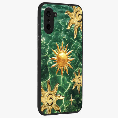 Aqua Sun Mirage Glass Case for 1+Nord CE 5 side perspective highlighting bold mirage style design details