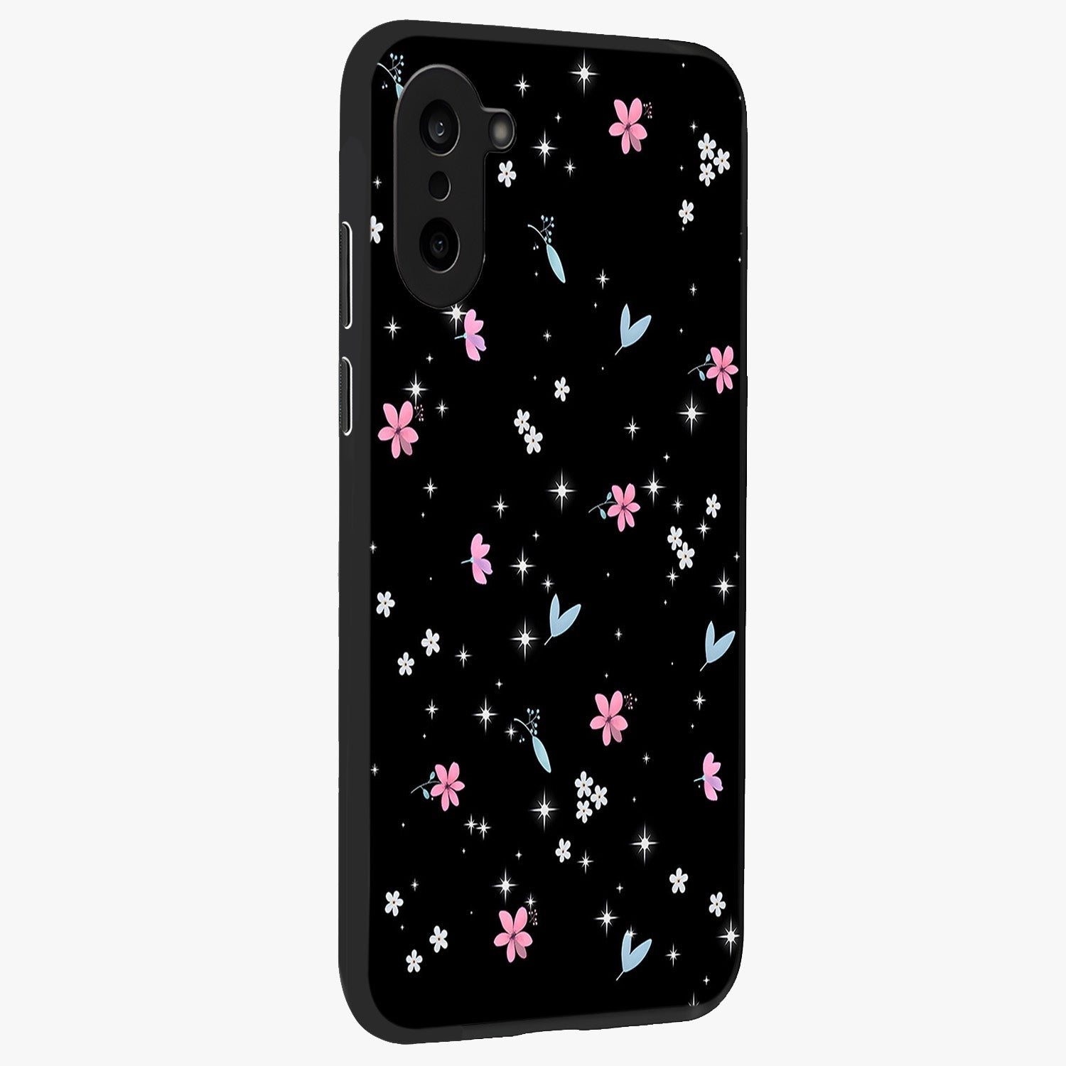 Black Aesthetic Wallpapers Glass Case for 1+Nord Ce 5 side perspective highlighting sleek edges and premium dark design