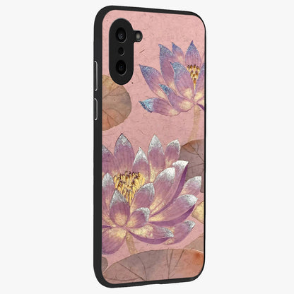 Blossom Mist Lotus Glass Case for 1+Nord CE 5 side perspective highlighting elegant lotus illustration and premium build