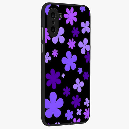Blue Retro Pop Flowers Glass Case for 1+Nord CE 5 side perspective highlighting colorful vintage floral detailing