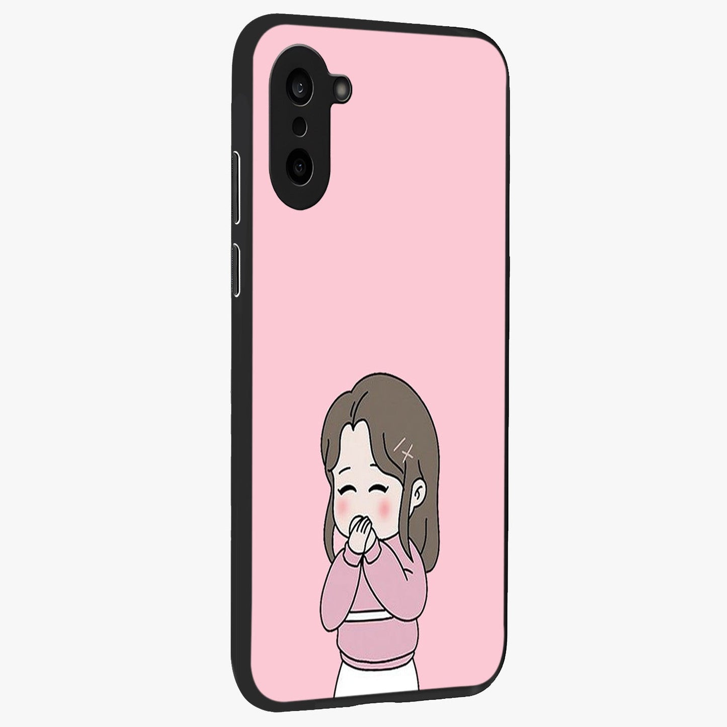 Blushing Love Moment Glass Case for 1+Nord CE 5 side perspective highlighting delicate detailing and premium edges