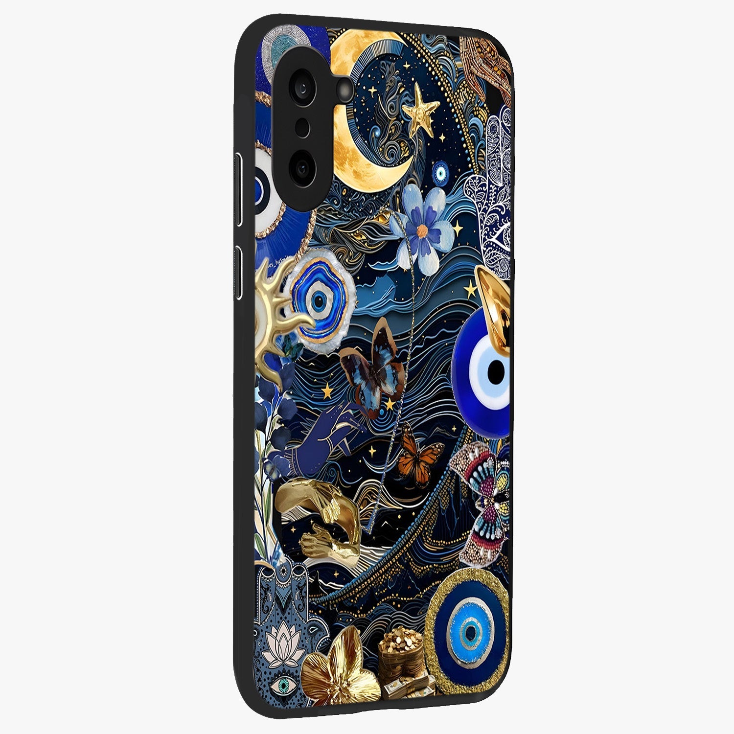Celestial Blessing Shield Glass Case for 1+Nord CE 5 side perspective highlighting intricate blessing shield details