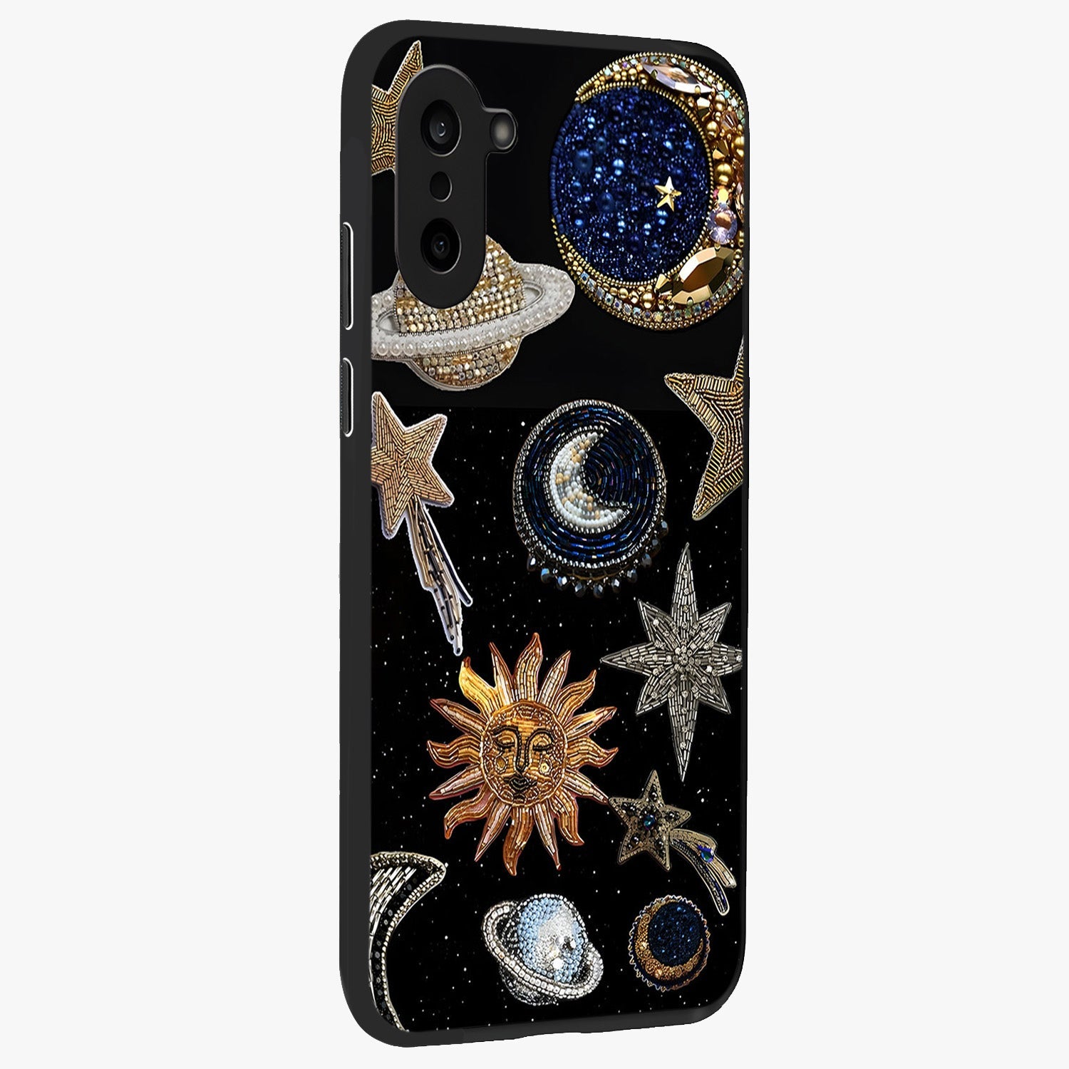 Celestial Gem Constellations Glass Case for 1+Nord CE 5 side perspective highlighting intricate star patterns and premium build