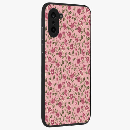 Charming Pink Floral Glass Case for 1+Nord CE 5 side perspective highlighting subtle floral textures and smooth edges