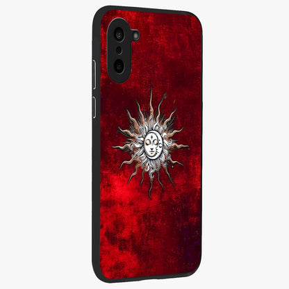 Cosmic Twin Eclipse Glass Case for 1+Nord CE 5 side perspective highlighting eclipse detailing and premium smooth build