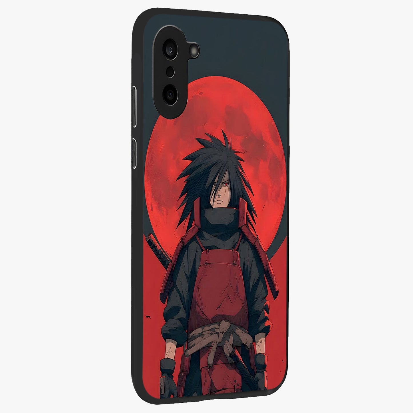 Crimson Moon Warlord Glass Case for 1+Nord CE 5 side perspective highlighting powerful illustration details and sleek build