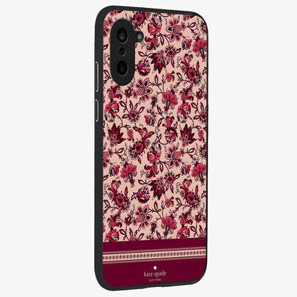 Crimson Rose Charm Glass Case for 1+Nord CE 5 side perspective highlighting delicate rose textures and smooth edges
