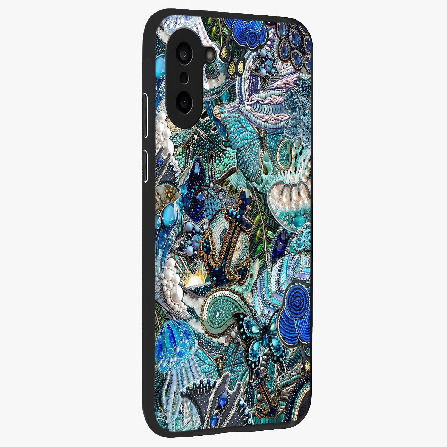 Crystal Ocean Magic Glass Case for 1+Nord CE 5 side perspective highlighting wave textures and smooth premium build