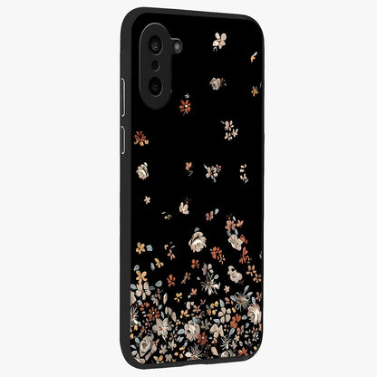 Dark Petal Aesthetic Glass Case for 1+Nord CE 5 side perspective highlighting refined textures and premium edge finish