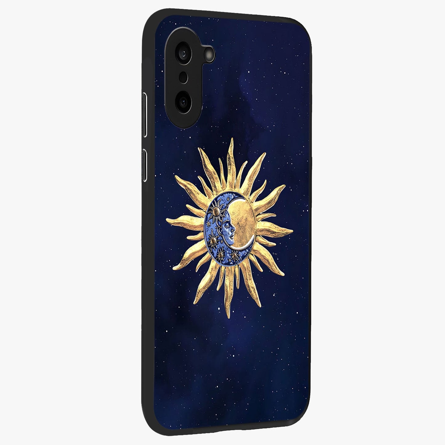 Eternal Cosmic Balance Glass Case for 1+Nord CE 5 side perspective highlighting intricate space detailing and smooth build