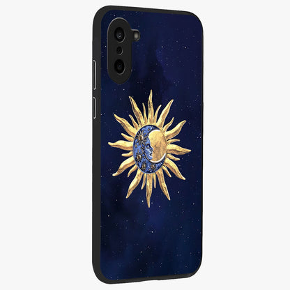 Eternal Cosmic Balance Glass Case for 1+Nord CE 5 side perspective highlighting intricate space detailing and smooth build