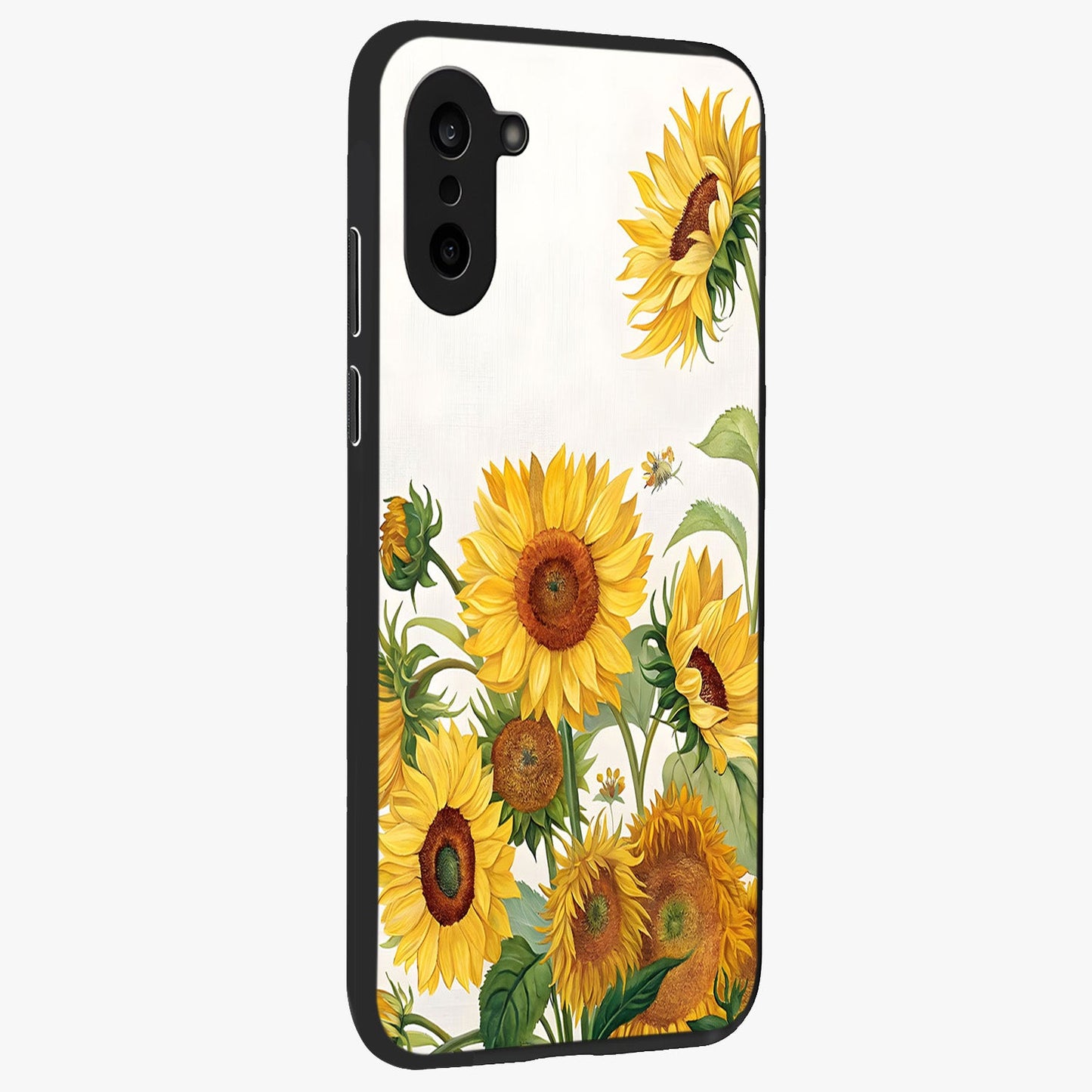 Golden Bloom Fields Glass Case for 1+Nord CE 5 side perspective highlighting delicate bloom textures and premium edges