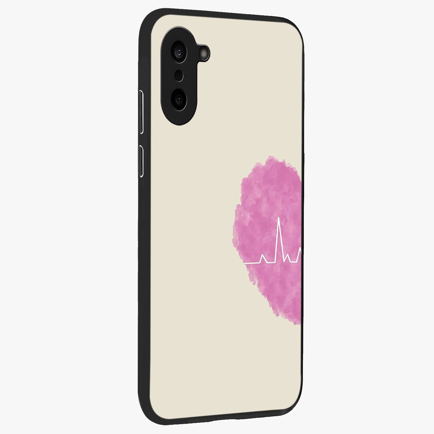 Heartbeat of Love Glass Case for 1+Nord CE 5 side perspective highlighting delicate heart detailing and smooth premium edges