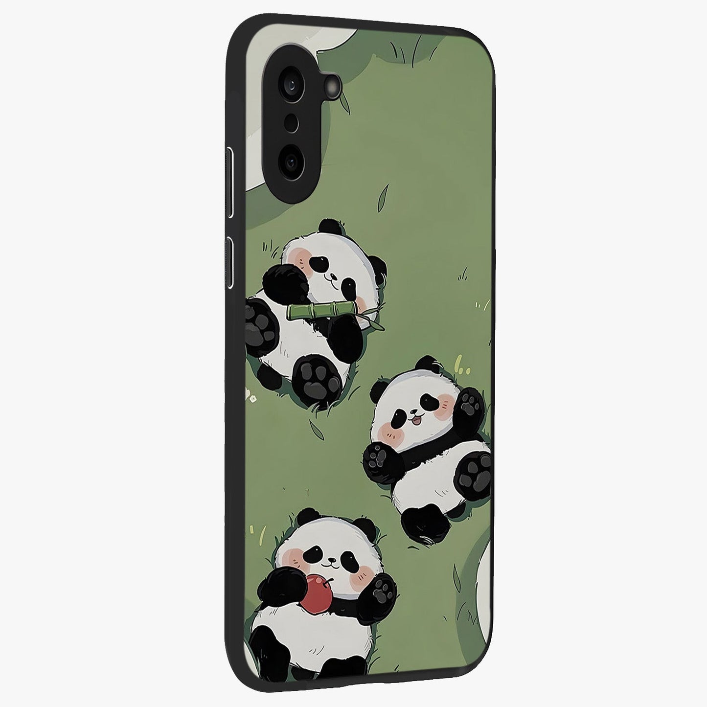 Lazy Panda Picnic Glass Case for 1+Nord CE 5 side perspective highlighting cute illustration textures and smooth premium build