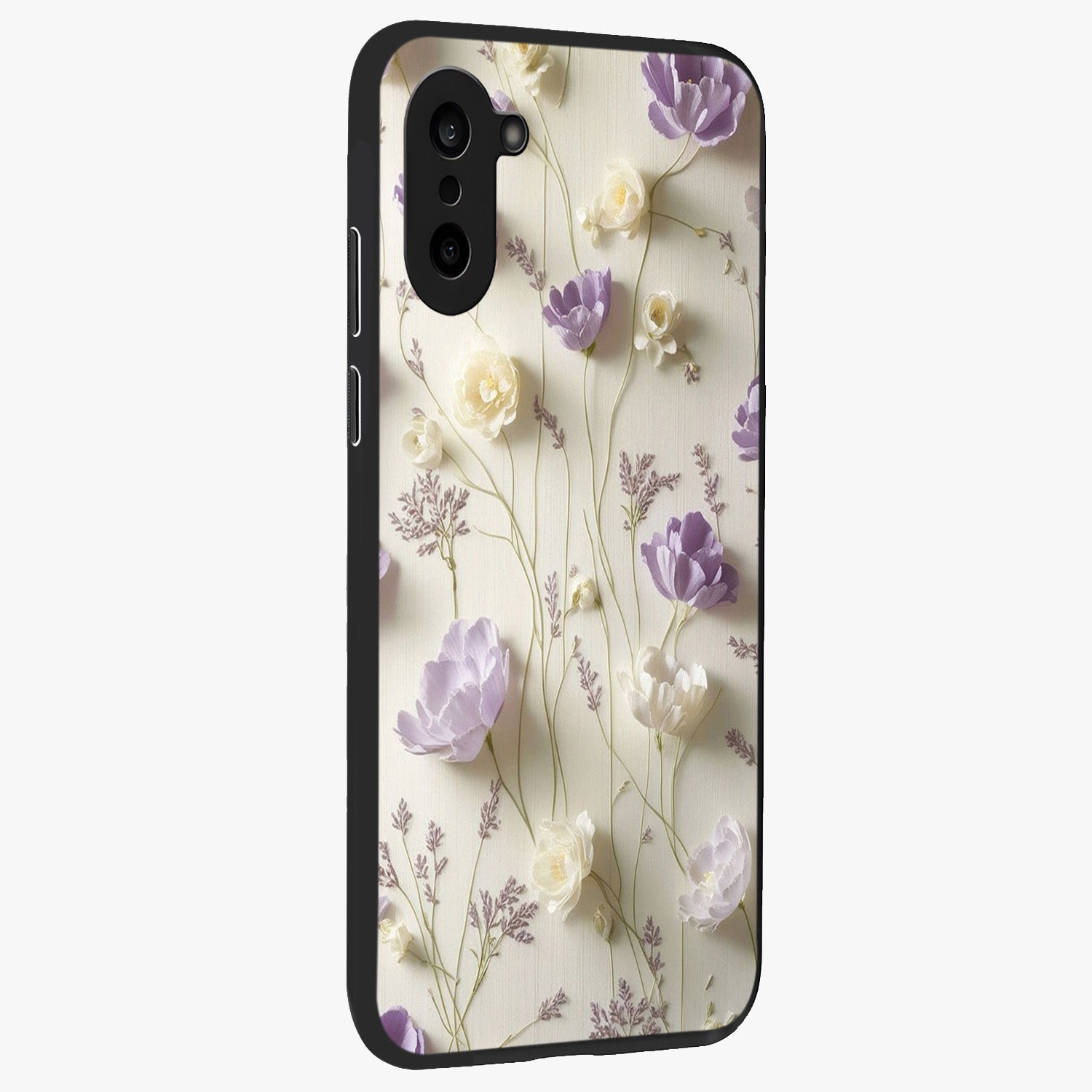 Lilac Breeze Harmony Glass Case for 1+Nord CE 5 side perspective highlighting calming textures and premium build