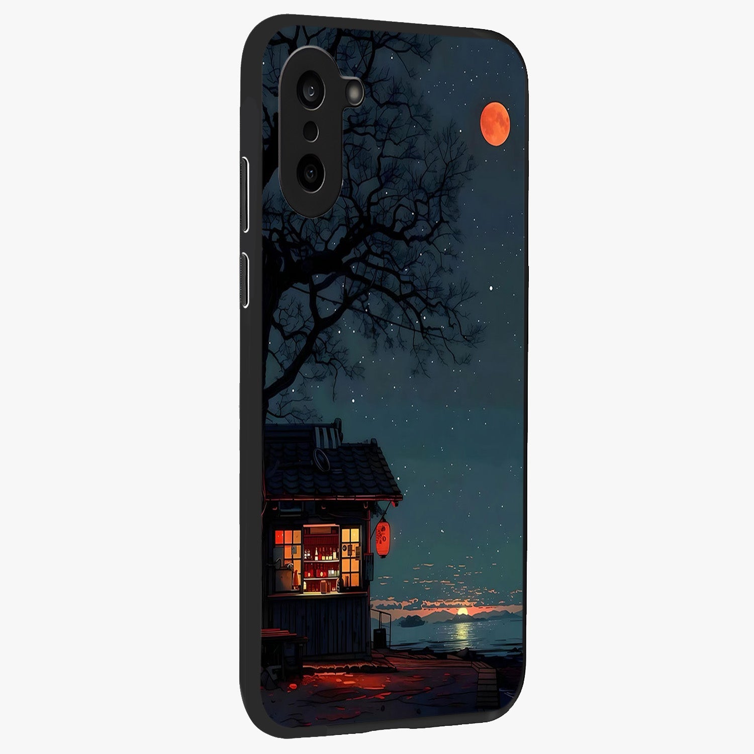 Midnight Lantern Glow Glass Case for 1+Nord CE 5 side perspective highlighting soft light textures and sleek build