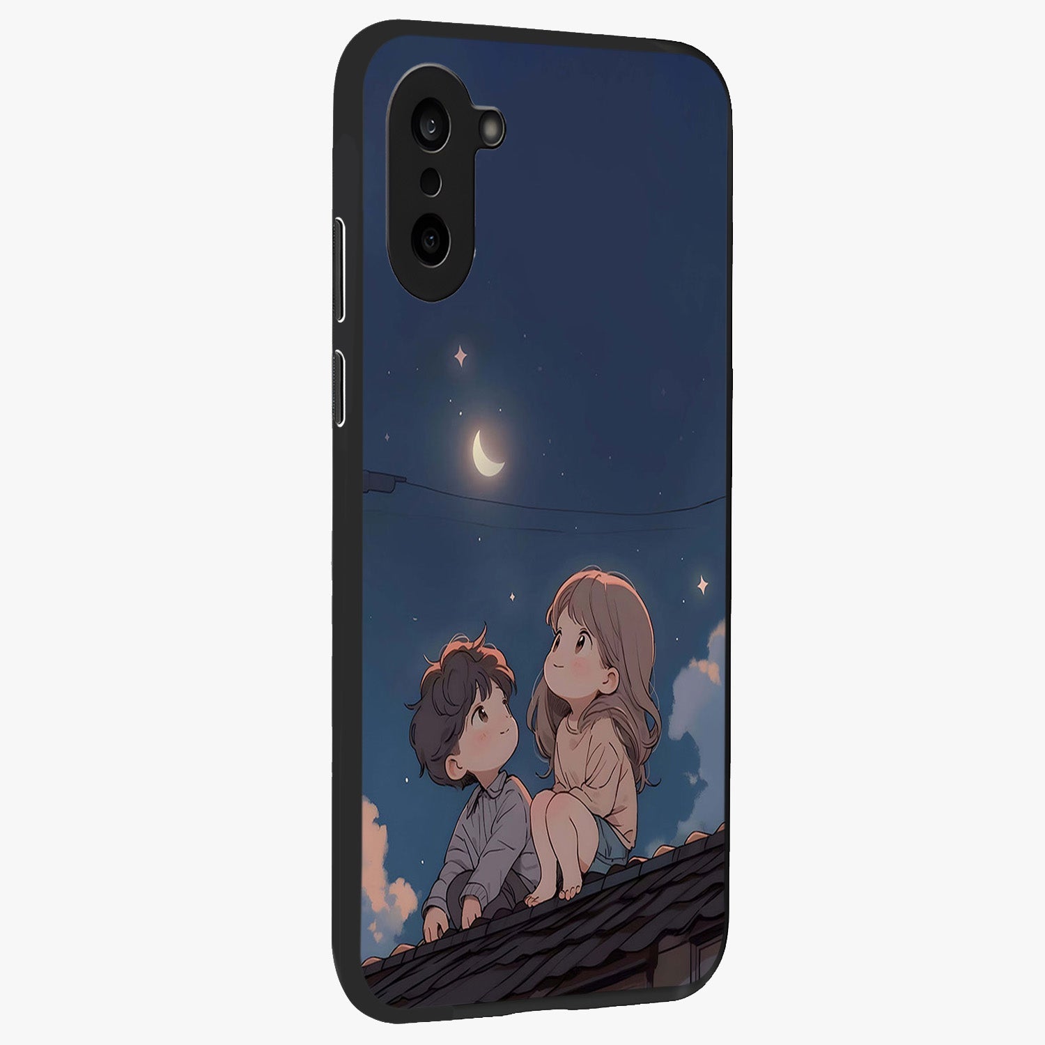 Moonlit Promise Together Glass Case for 1+Nord CE 5 side perspective highlighting delicate textures and sleek premium build