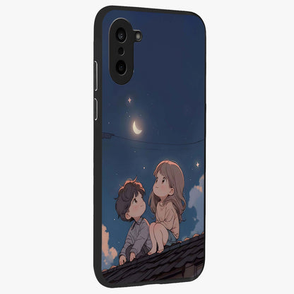 Moonlit Promise Together Glass Case for 1+Nord CE 5 side perspective highlighting delicate textures and sleek premium build