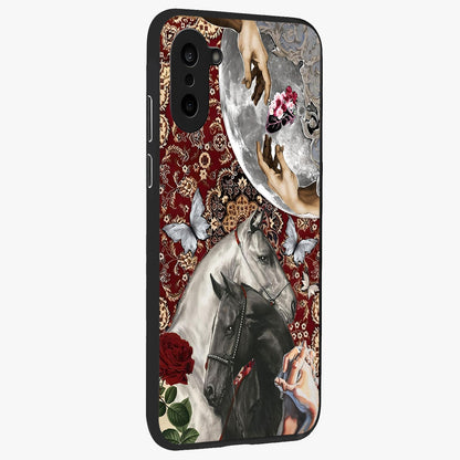Moonlit Royal Stallion Glass Case for 1+Nord CE 5 side perspective highlighting refined equestrian detailing and premium edges